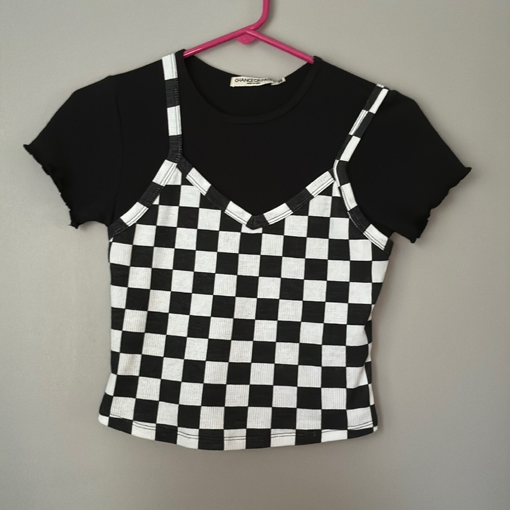 #19 CHANCE OR FATE Checkered crop top